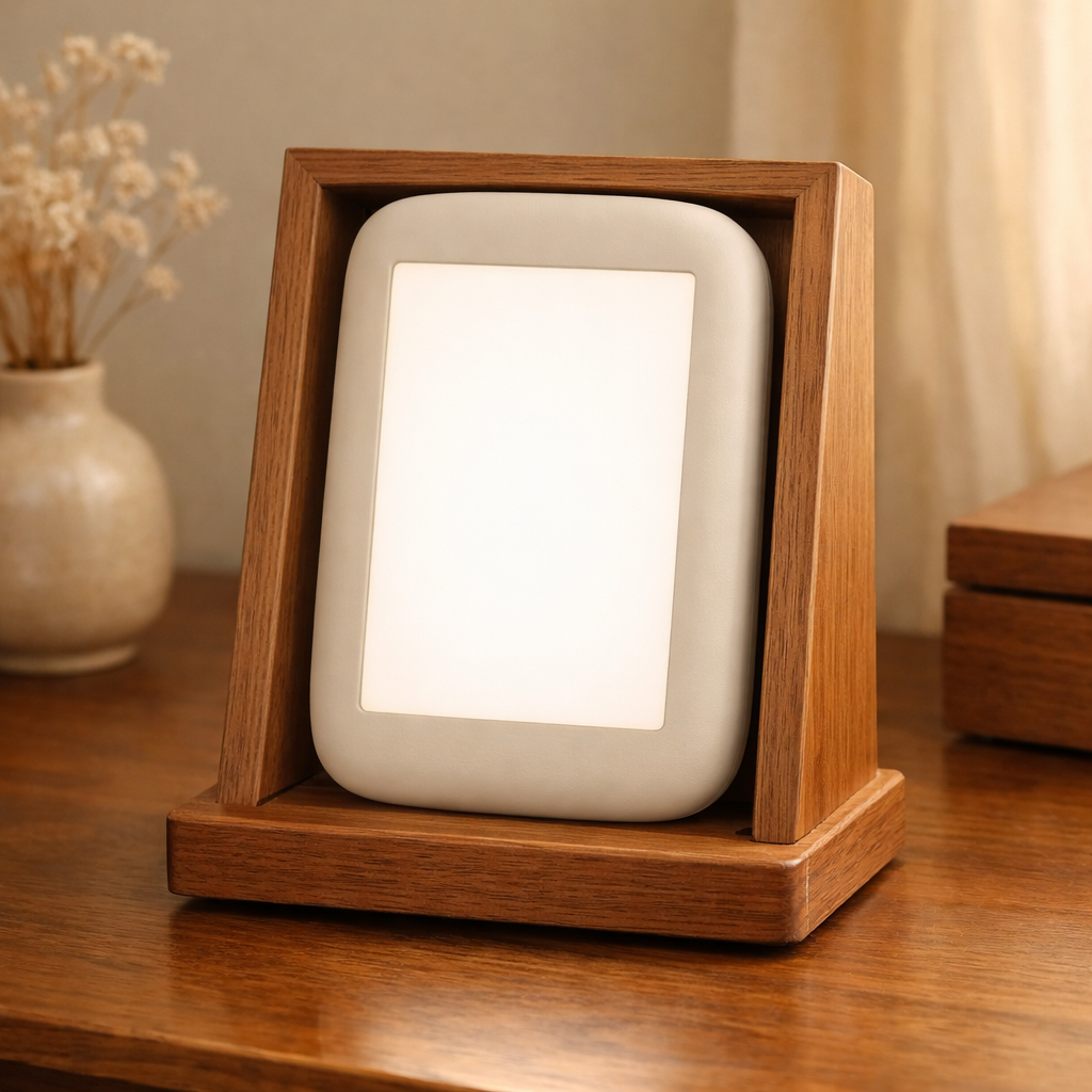 Ægis Hearth in tabletop dock — shrine, clock, companion mirror